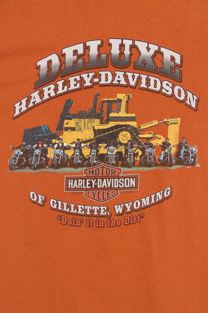 Deluxe HARLEY DAVIDSON Excavator Tractor Front Back T-Shirt USA Made (L) - Vintage Sole Melbourne