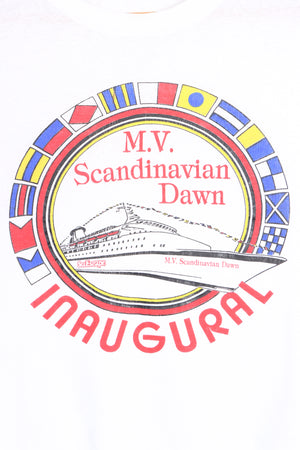 Scandinavian Dawn Cruise Ship Inaugural Flags Single Stitch Tee (L)