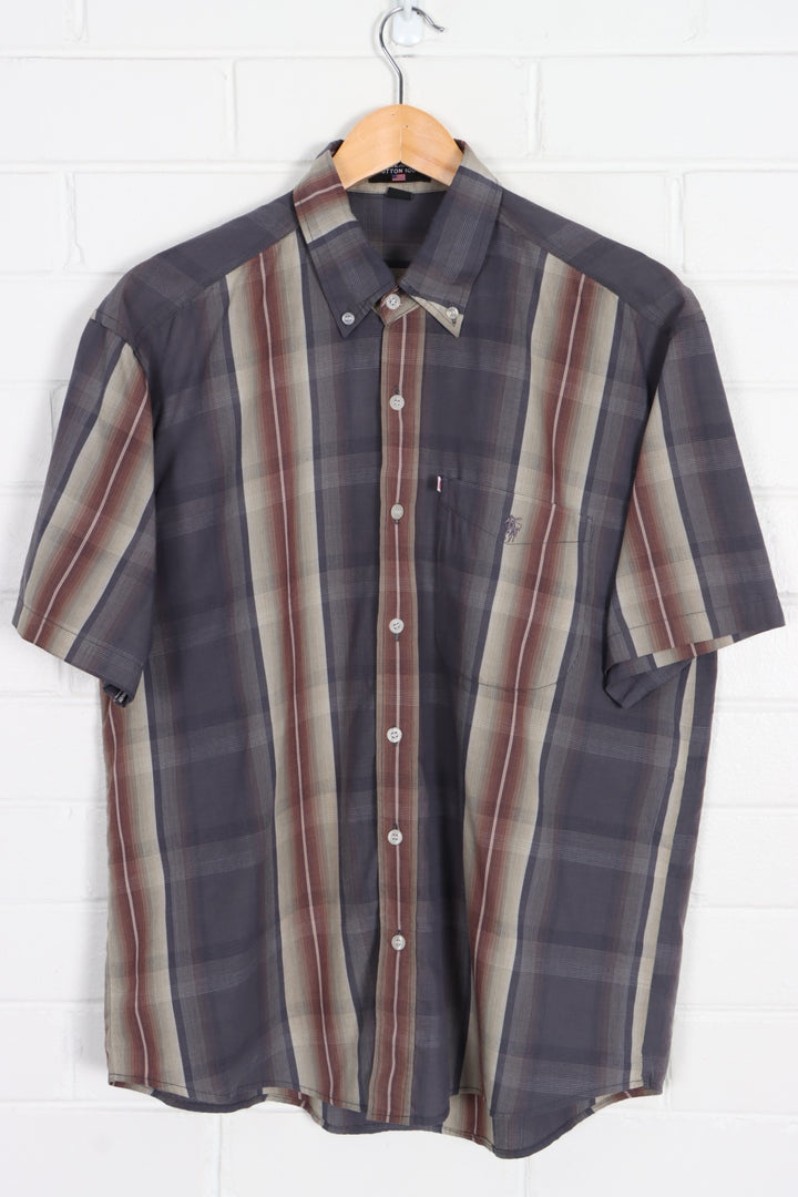 BOOTLEG Polo Jeans Madras Check Short Sleeve Shirt (L-XL)