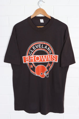 NFL Cleveland Browns Round Helmet Logo Tee USA Made (L) - Vintage Sole Melbourne