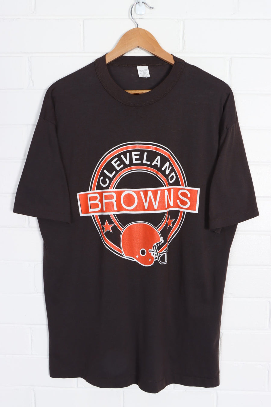 NFL Cleveland Browns Round Helmet Logo Tee USA Made (L) - Vintage Sole Melbourne
