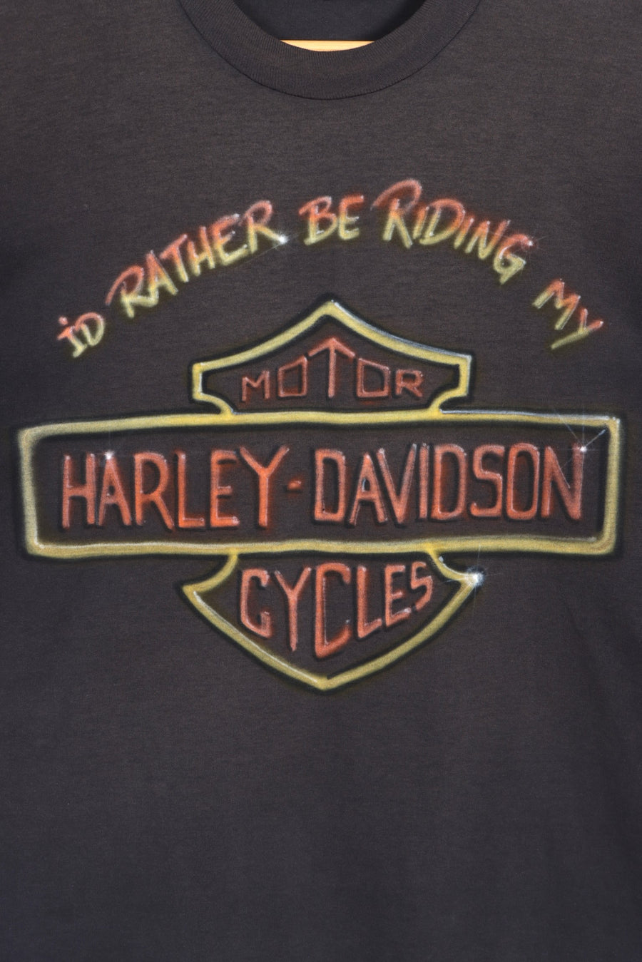 HARLEY DAVIDSON "I'd Rather Be Riding" Airbrush Graffiti Single Stitch Tee (L)