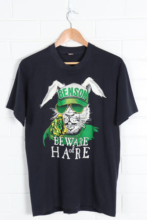 Benson 'Beware of Hare' Green & Yellow 50/50 Graphic Tee (M) - Vintage Sole Melbourne
