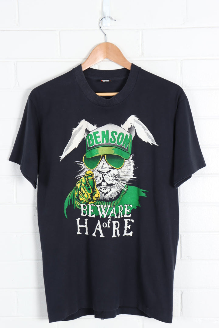 Benson 'Beware of Hare' Green & Yellow 50/50 Graphic Tee (M) - Vintage Sole Melbourne
