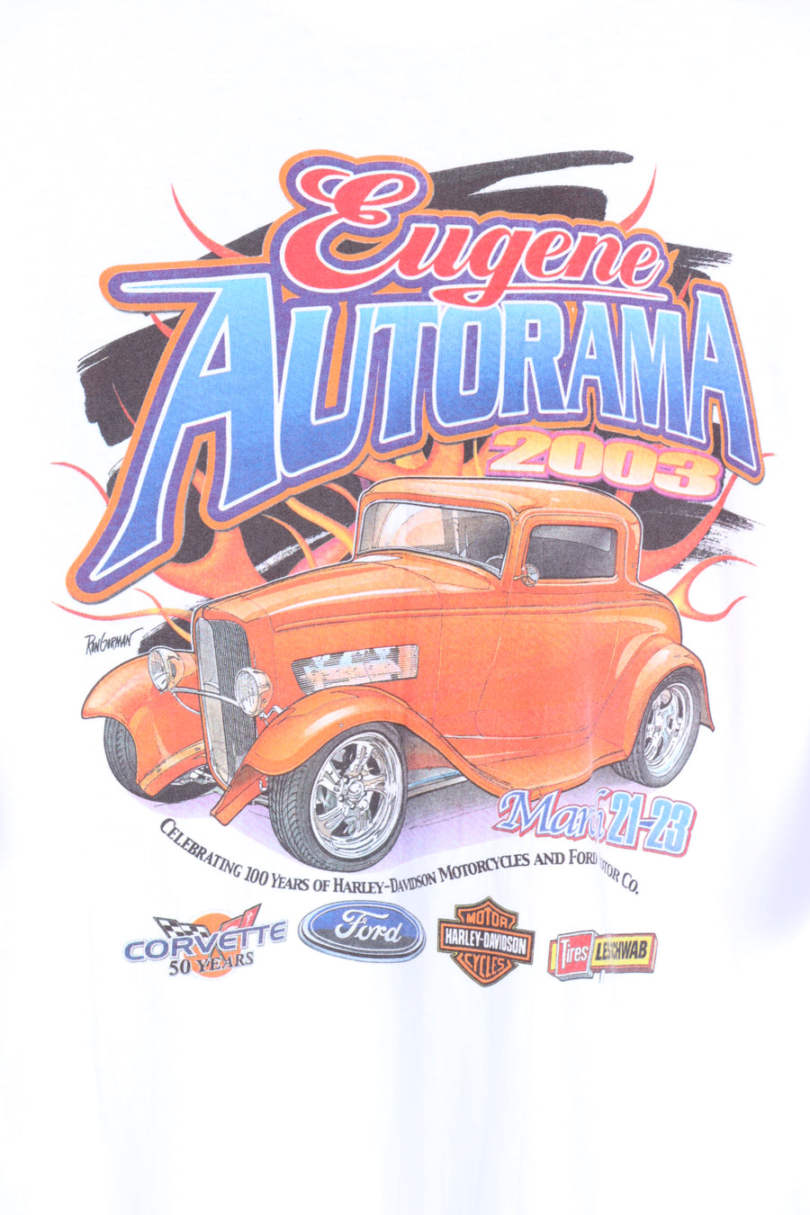 Autorama 100 Years of Harley Davidson & Ford Cars Print Tee (XL) - Vintage Sole Melbourne