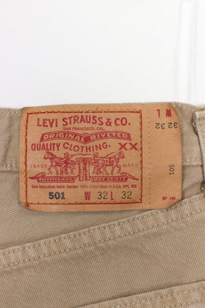 Vintage LEVI'S Sand 501 Button Fly Jeans USA Made (32x32)