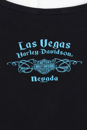 HARLEY DAVIDSON Blue Phoenix Las Vegas Zip-Up Tank Top (M) - Vintage Sole Melbourne