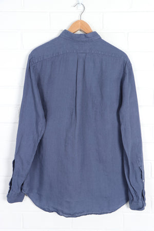 RALPH LAUREN POLO Blue Linen Long Sleeve Utility Shirt (L)