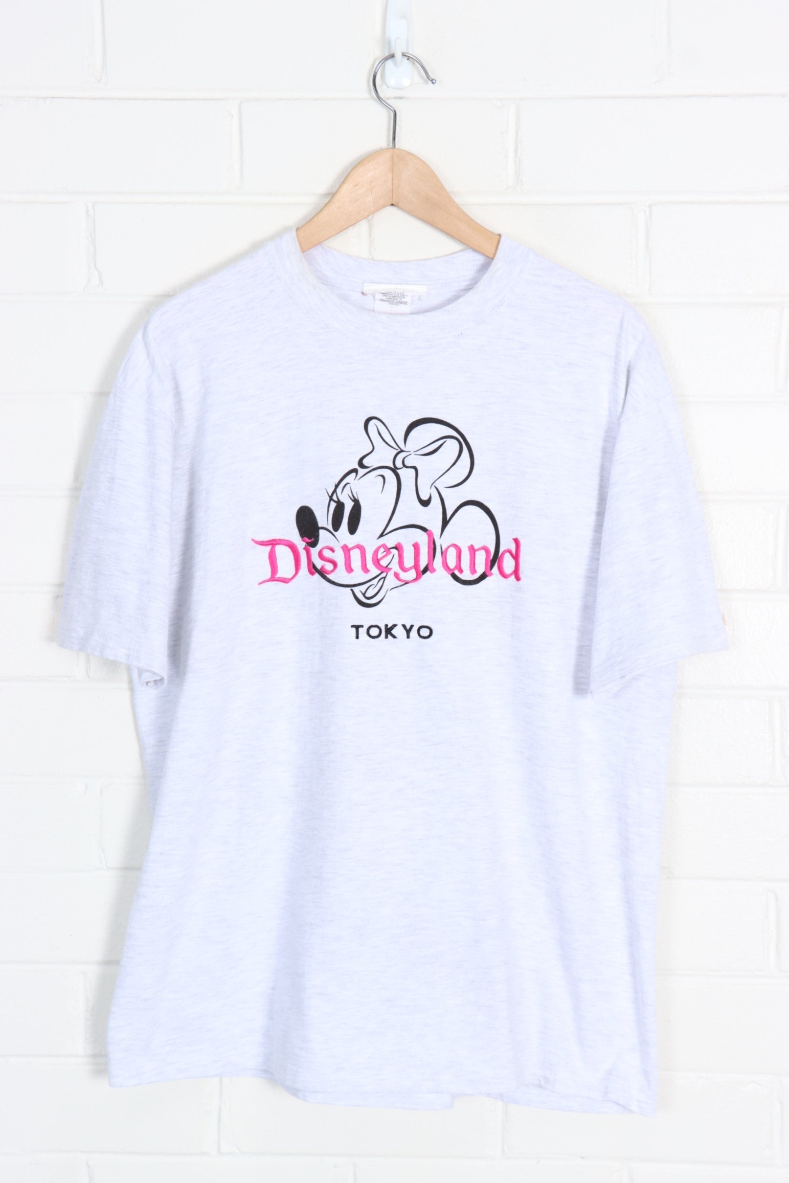DISNEY Minnie Mouse Embroidered Disneyland Tokyo USA Made Tee (L) - Vintage Sole Melbourne