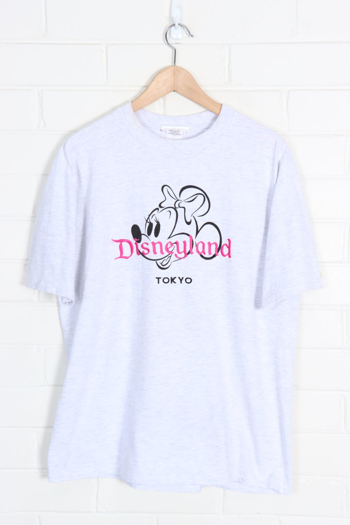 DISNEY Minnie Mouse Embroidered Disneyland Tokyo USA Made Tee (L) - Vintage Sole Melbourne
