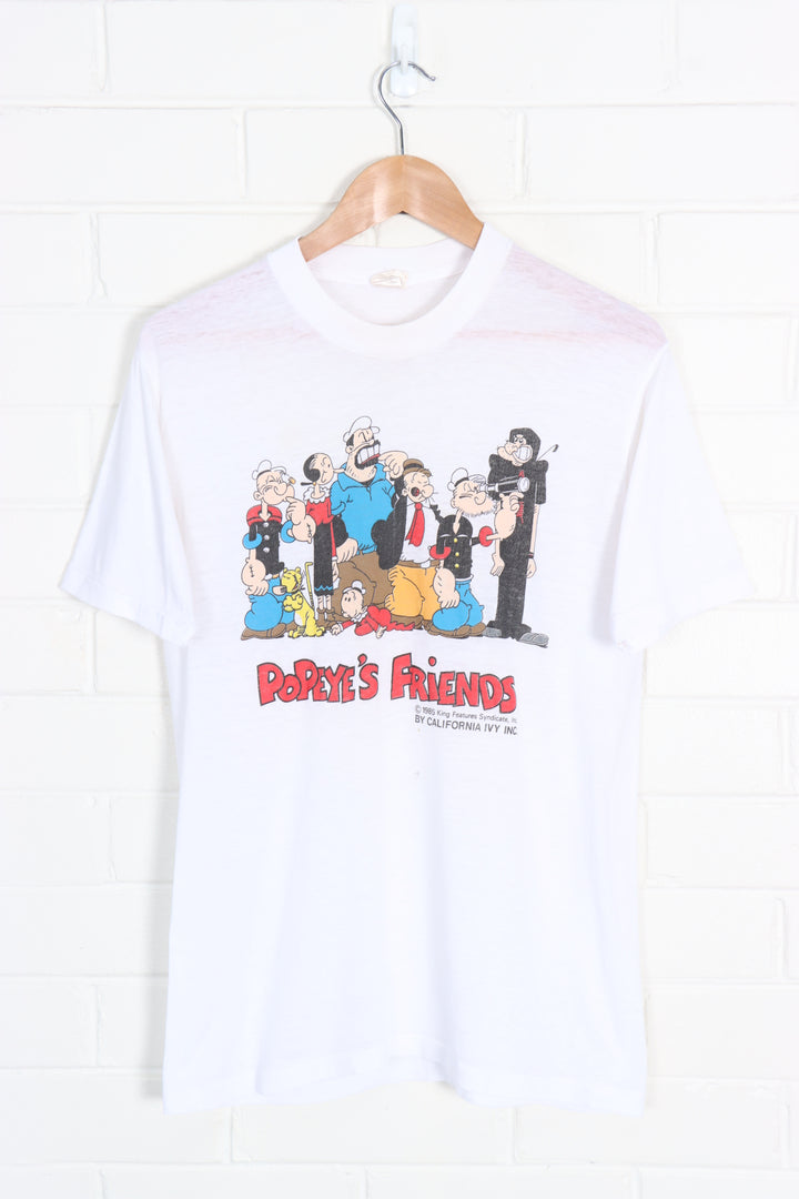 Vintage 1985 Popeye's Friends Cartoon Single Stitch Tee USA Made (S) - Vintage Sole Melbourne