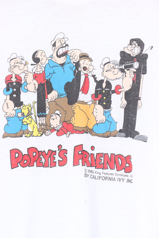 Vintage 1985 Popeye's Friends Cartoon Single Stitch Tee USA Made (S) - Vintage Sole Melbourne