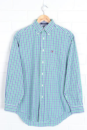 TOMMY HILFIGER Purple & Green Gingham Long Sleeve Shirt (L) - Vintage Sole Melbourne