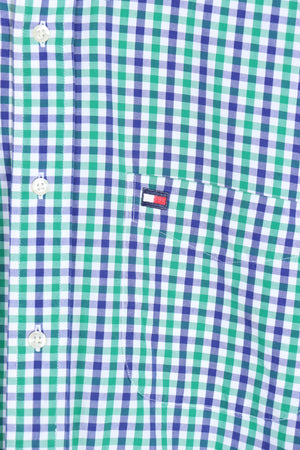 TOMMY HILFIGER Purple & Green Gingham Long Sleeve Shirt (L) - Vintage Sole Melbourne