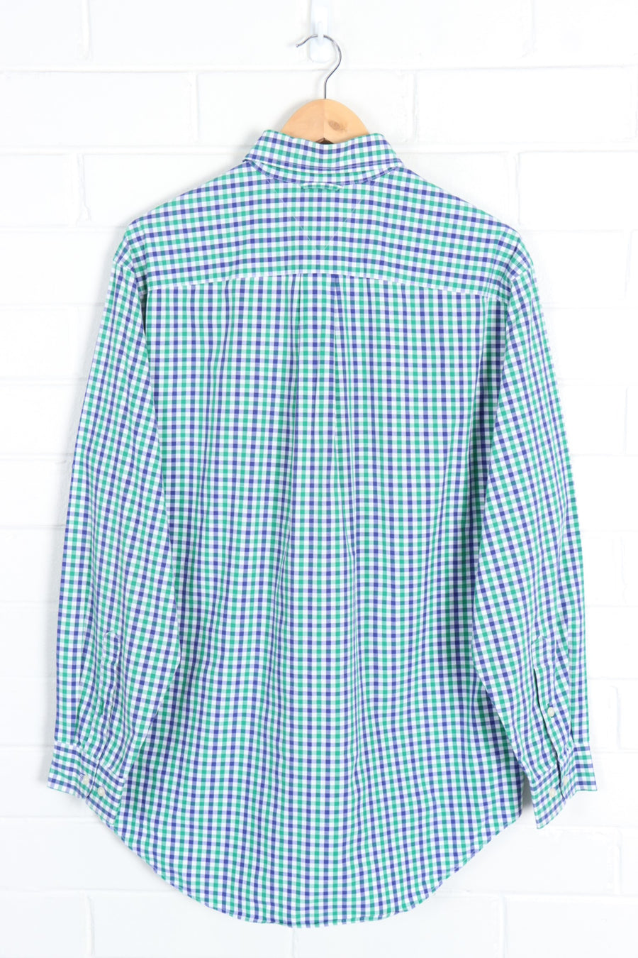TOMMY HILFIGER Purple & Green Gingham Long Sleeve Shirt (L) - Vintage Sole Melbourne