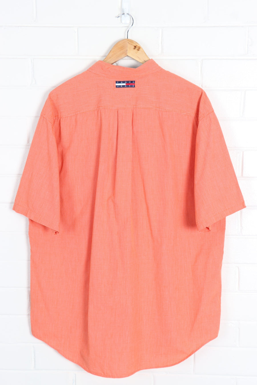 TOMMY HILFIGER Box Logo Pocket Detail Orange Short Sleeve Shirt (XL) - Vintage Sole Melbourne