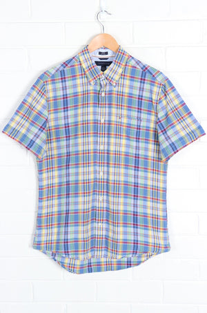 TOMMY HILFIGER 'Slim Fit' Blue Red & Yellow Plaid Button Up Shirt (M) - Vintage Sole Melbourne
