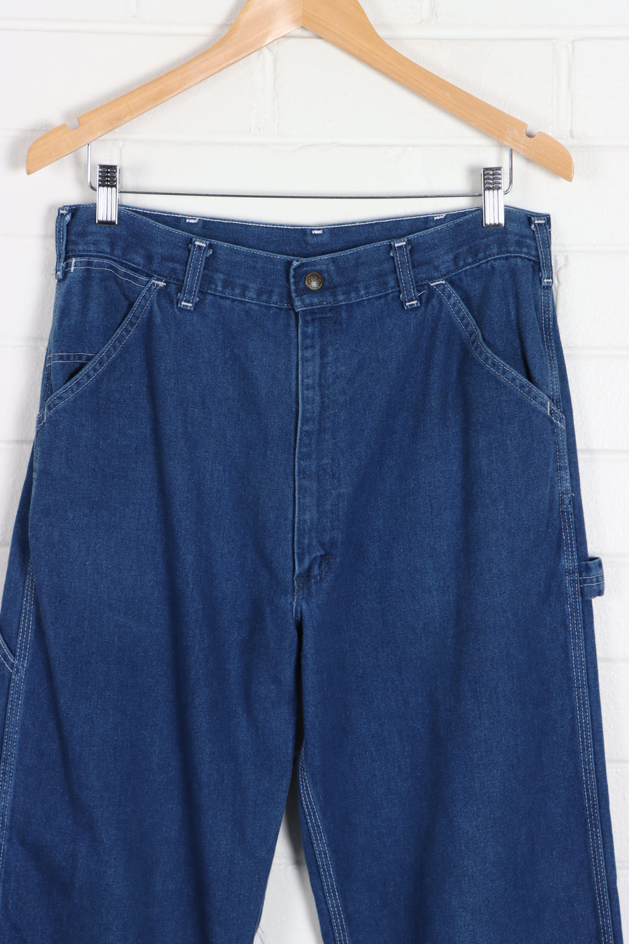 Blue Denim Contrast Stitch Carpenter Jeans (Unisex L) - Vintage Sole Melbourne