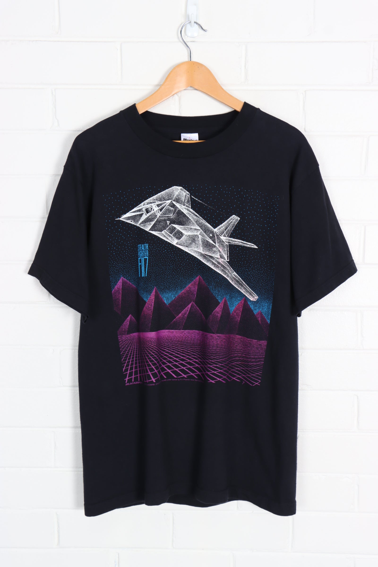 Blackbird Fighter F-117 Military Plane Front Back Tee (M-L) - Vintage Sole Melbourne