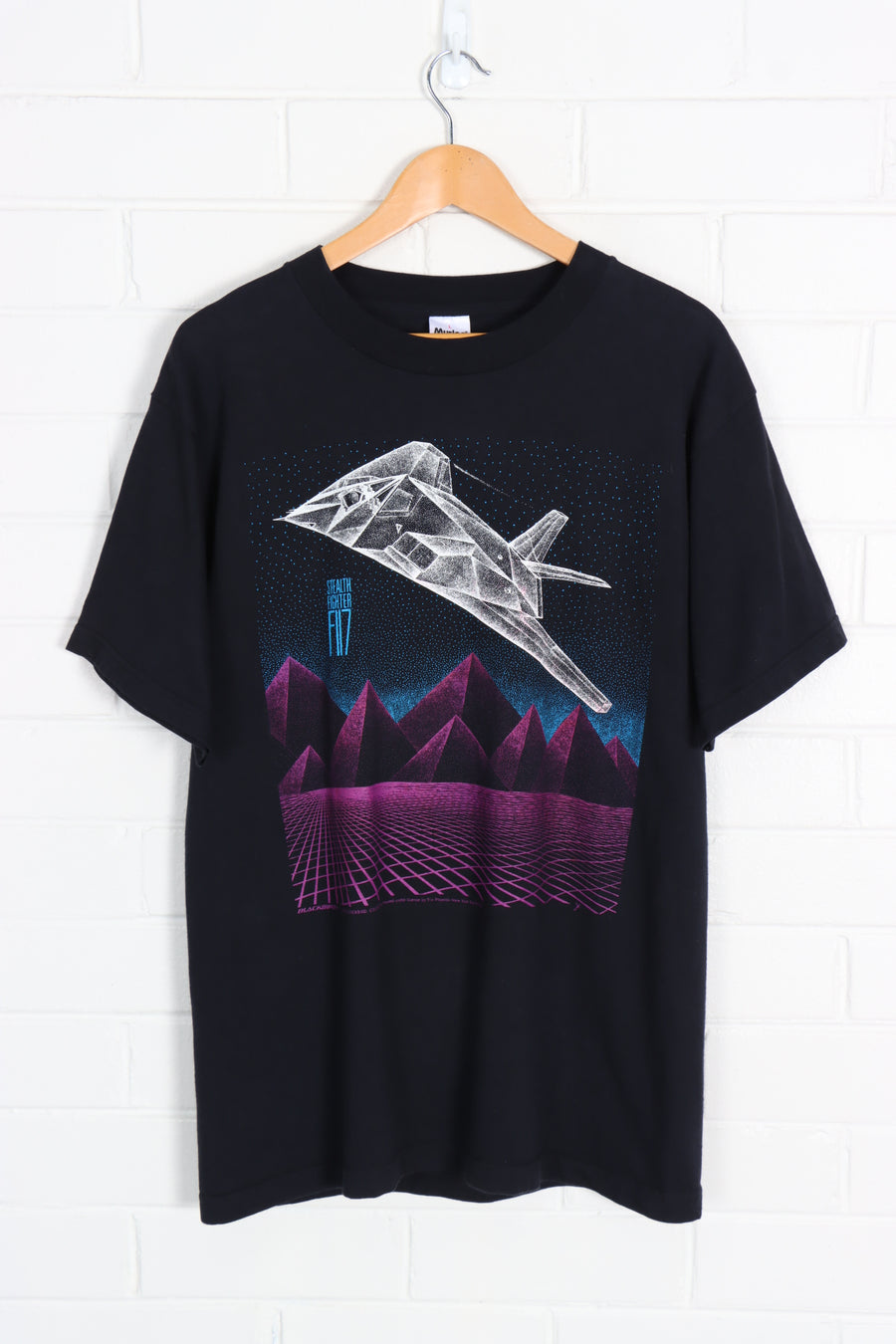 Blackbird Fighter F-117 Military Plane Front Back Tee (M-L)