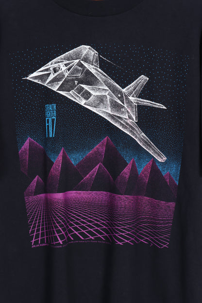 Blackbird Fighter F-117 Military Plane Front Back Tee (M-L) - Vintage Sole Melbourne