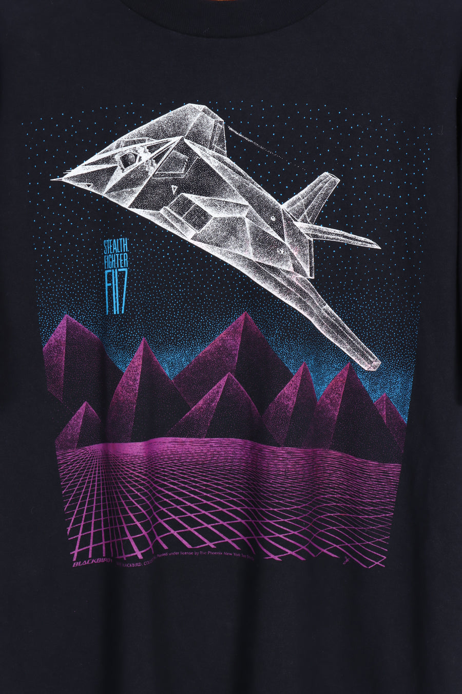 Blackbird Fighter F-117 Military Plane Front Back Tee (M-L)
