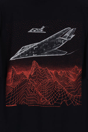Blackbird Fighter F-117 Military Plane Front Back Tee (M-L)