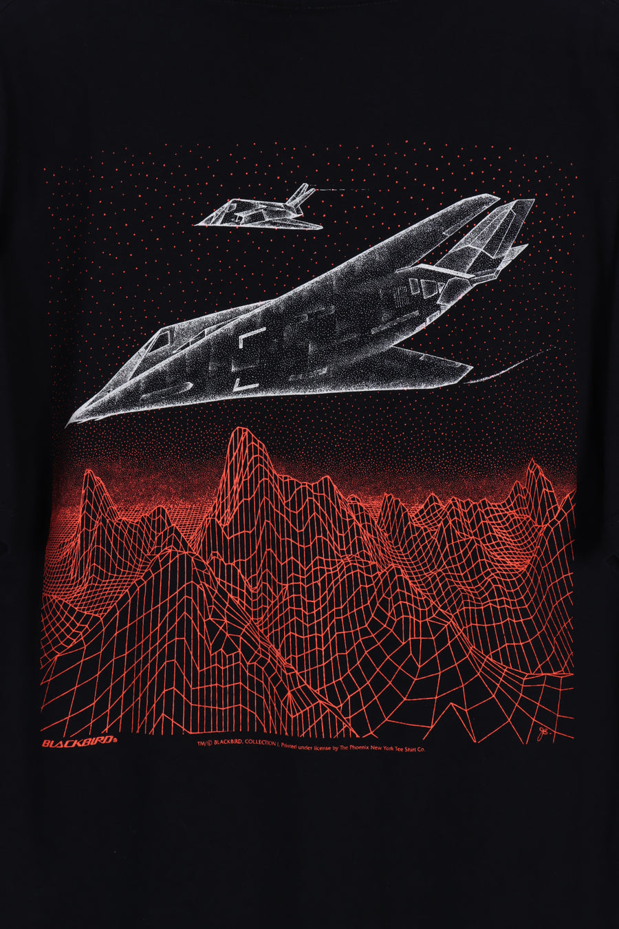 Blackbird Fighter F-117 Military Plane Front Back Tee (M-L)