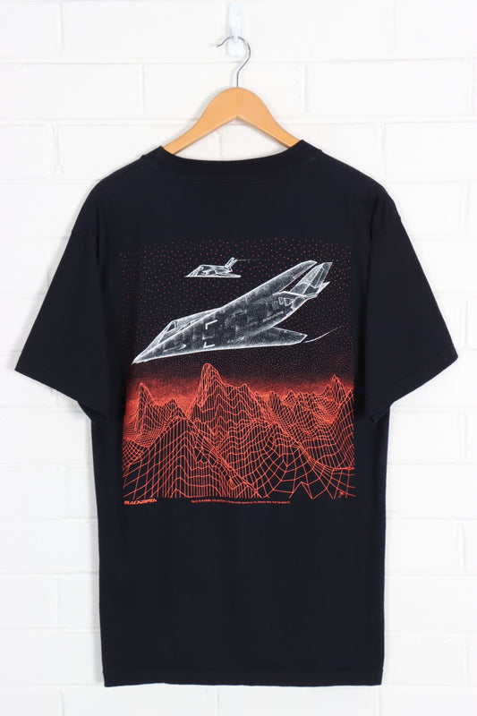Blackbird Fighter F-117 Military Plane Front Back Tee (M-L) - Vintage Sole Melbourne