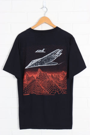 Blackbird Fighter F-117 Military Plane Front Back Tee (M-L)