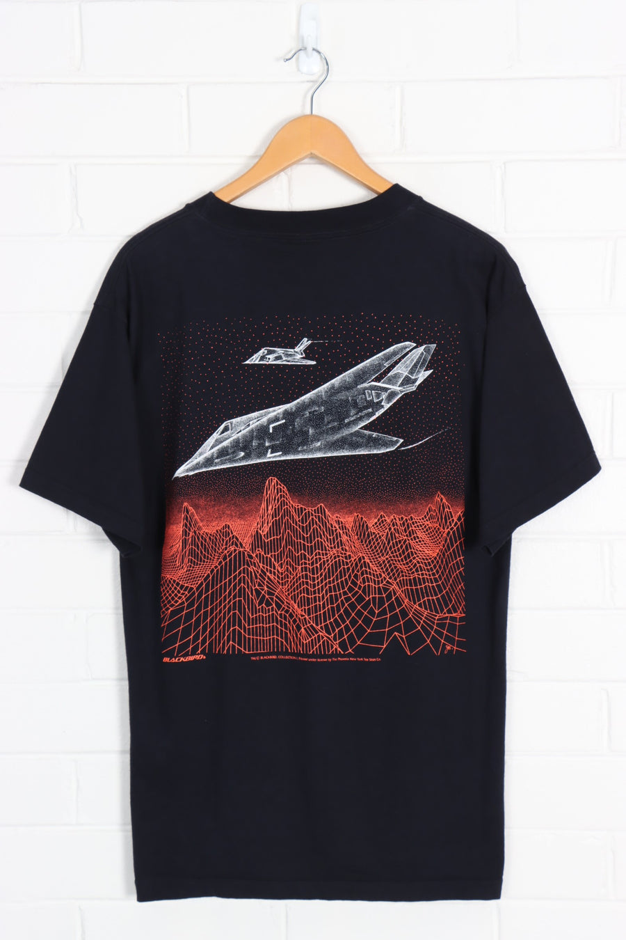 Blackbird Fighter F-117 Military Plane Front Back Tee (M-L)