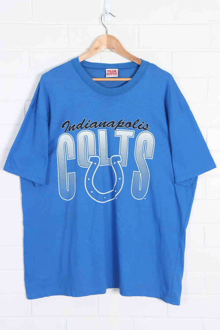 NFL Indianapolis Colts Big Logo Single Stitch T-Shirt USA Made (XXL)