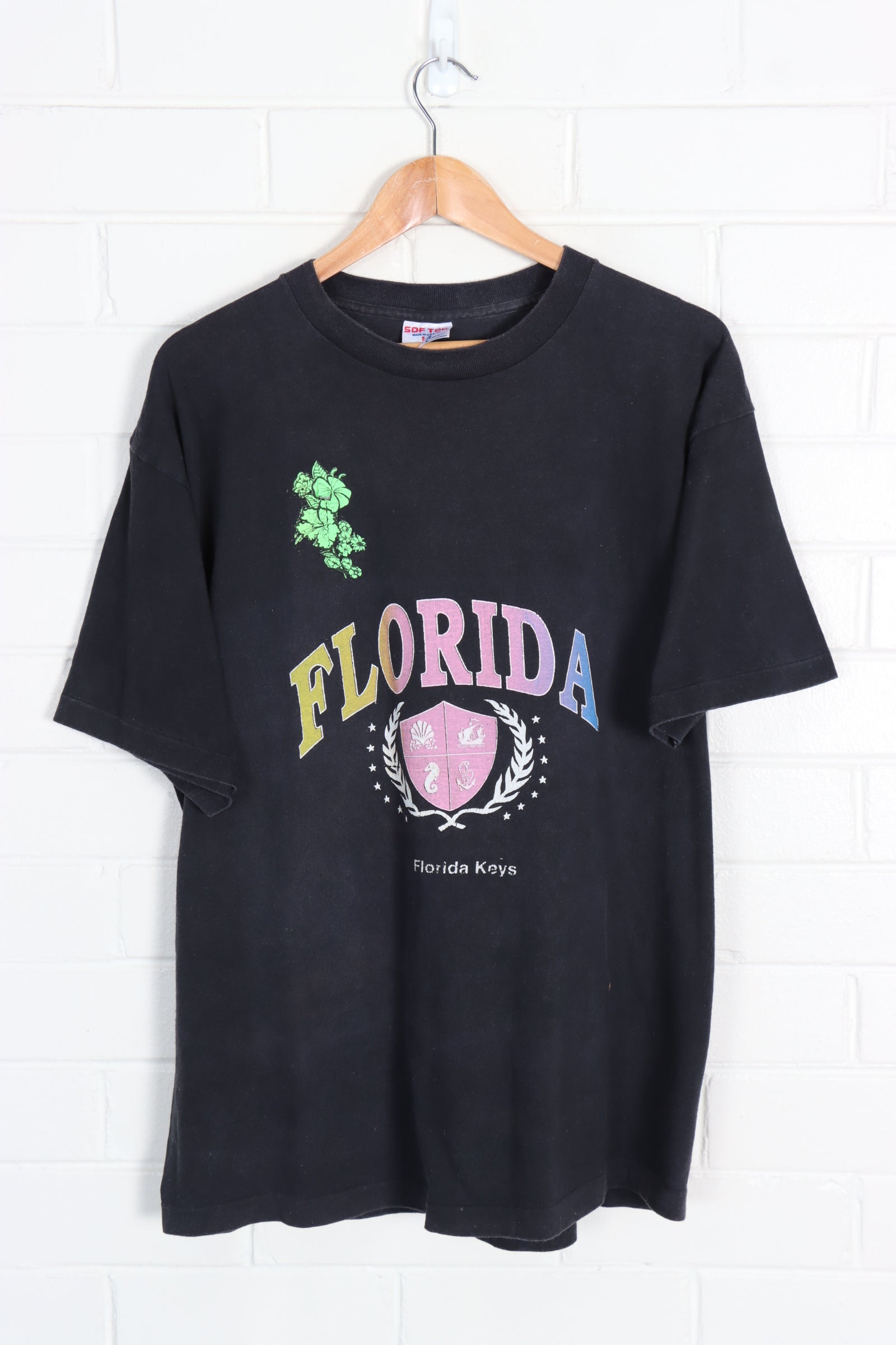 Florida Keys Rainbow Nautical Crest Destination Tee (XL) - Vintage Sole Melbourne