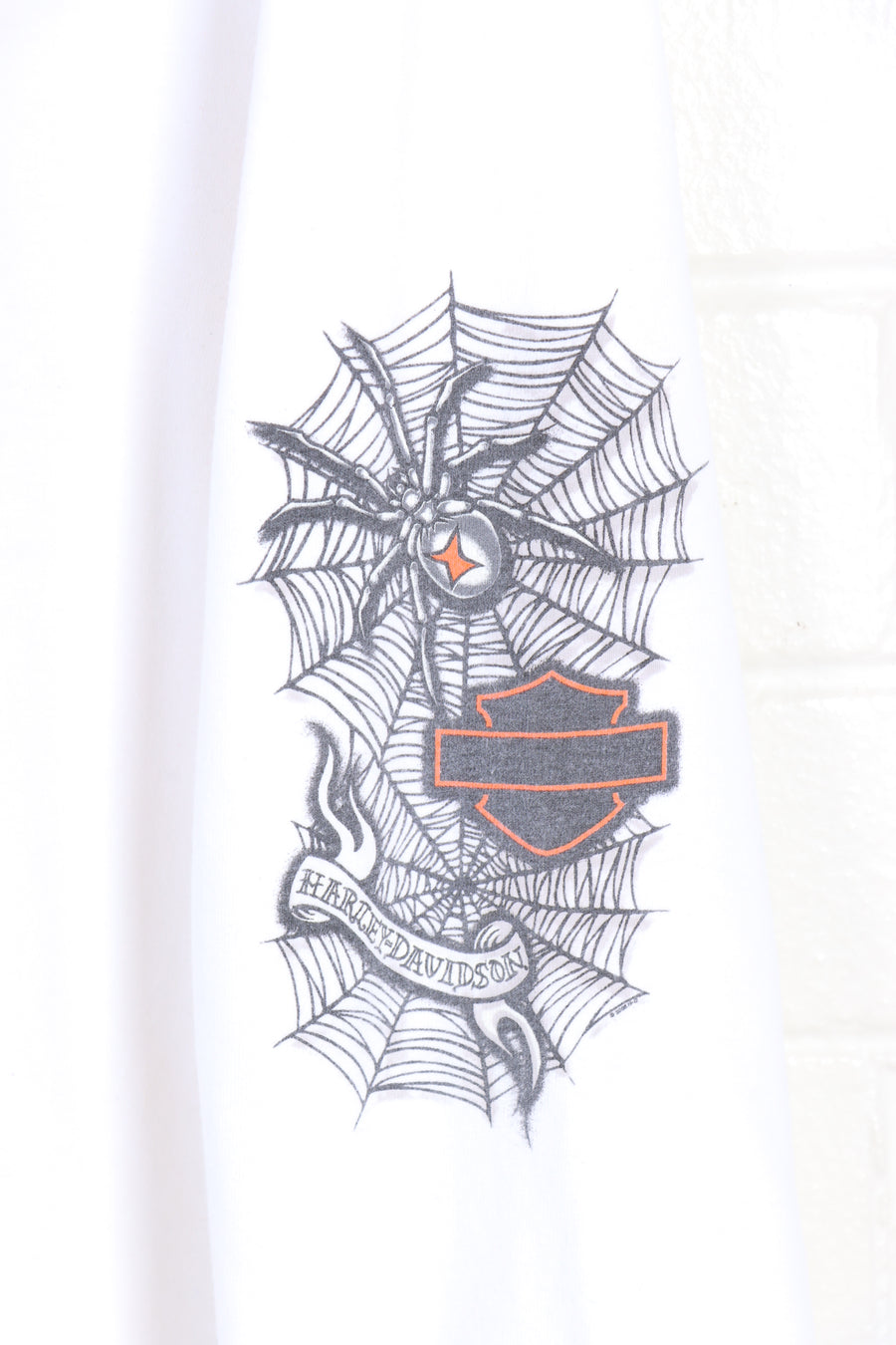 HARLEY DAVIDSON Golden Isle Spider Cob Webs Long Sleeve Tee (XL) - Vintage Sole Melbourne