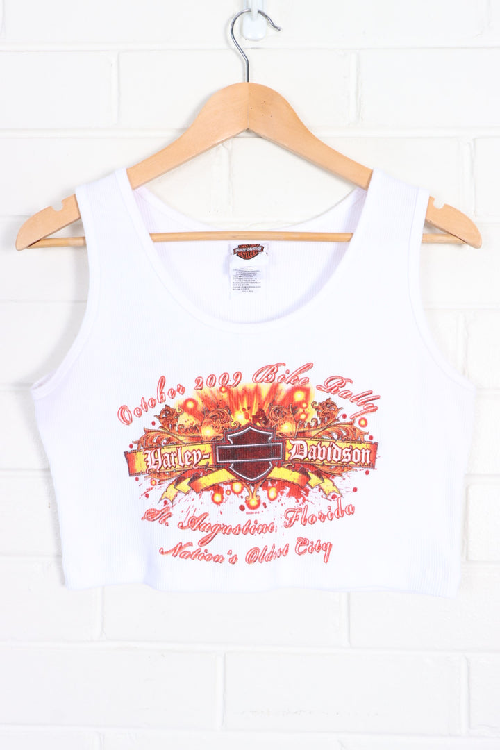 HARLEY DAVIDSON Bike Rally Ribbed Crop Tank Top USA Made (Women's M-L) - Vintage Sole Melbourne