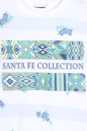 Santa Fe Collection Aztec Floral Striped Single Stitch Tee (L)