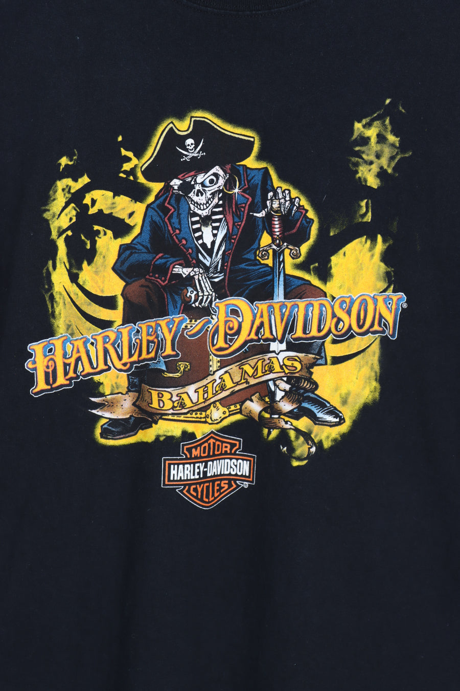 HARLEY DAVIDSON 'Blackbeard's Revenge' Bahamas Skeleton Pirate Tee (L) - Vintage Sole Melbourne