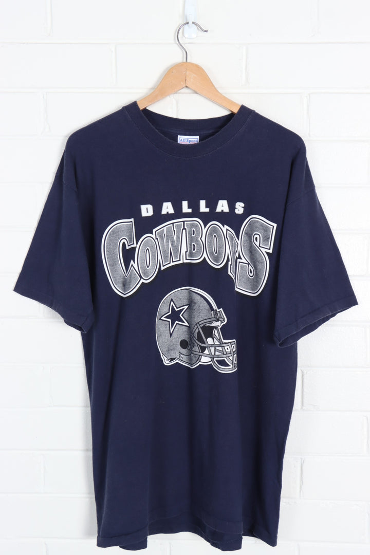 Navy Dallas Cowboys Metallic NFL Single Stitch Football Tee (XL)