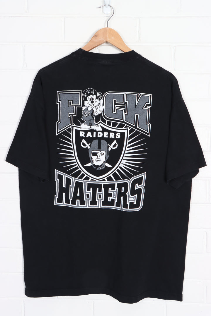 NFL Las Vegas Raiders Mickey Mouse "Haters" Centre Logo Front Back T-Shirt (XL) - Vintage Sole Melbourne