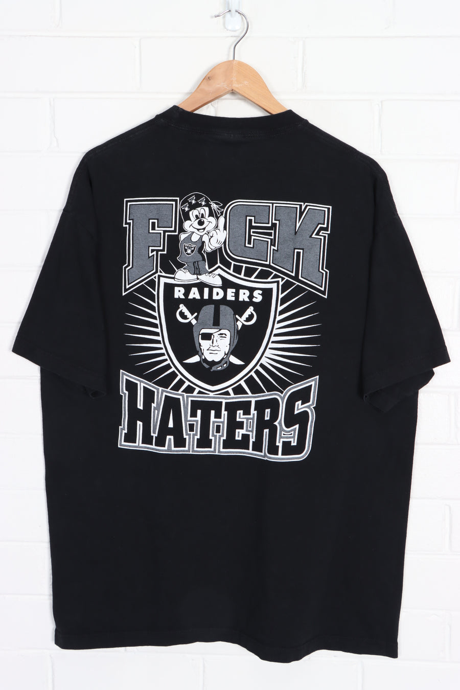 NFL Las Vegas Raiders Mickey Mouse "Haters" Front Back T-Shirt (XL)