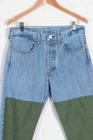 Light Wash LEVIS Double Knee Green Panel Jeans (Women's 10-12) - Vintage Sole Melbourne