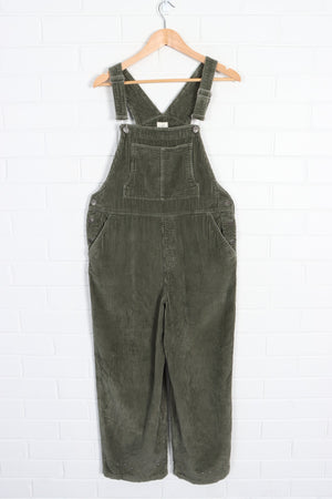 Olive Green Studded Corduroy Long Overalls (M)