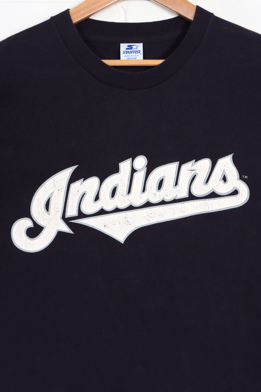 MLB Cleveland Indians Dark Navy Blue STARTER Tee USA Made (L)