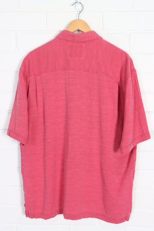 JAMAICA JAXX Rose Pink Silk Short Sleeve Shirt (XL)