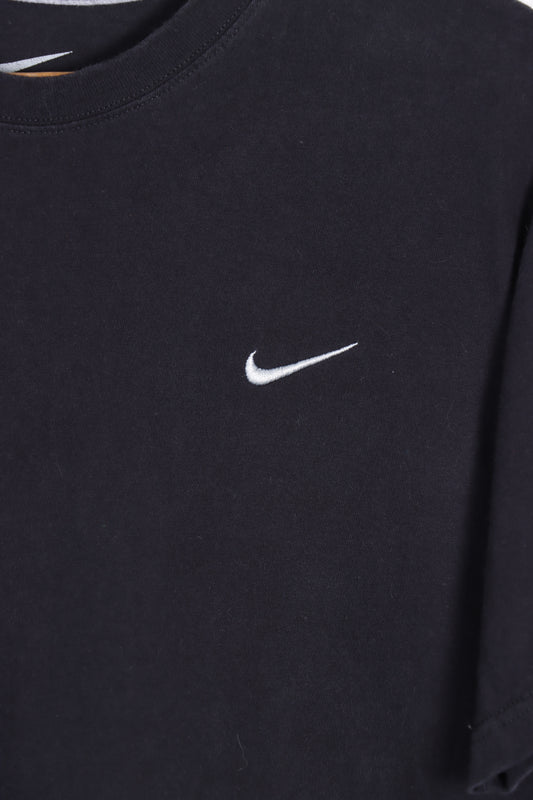 Black NIKE Classic Grey Embroidered Swoosh Tee (L) - Vintage Sole Melbourne