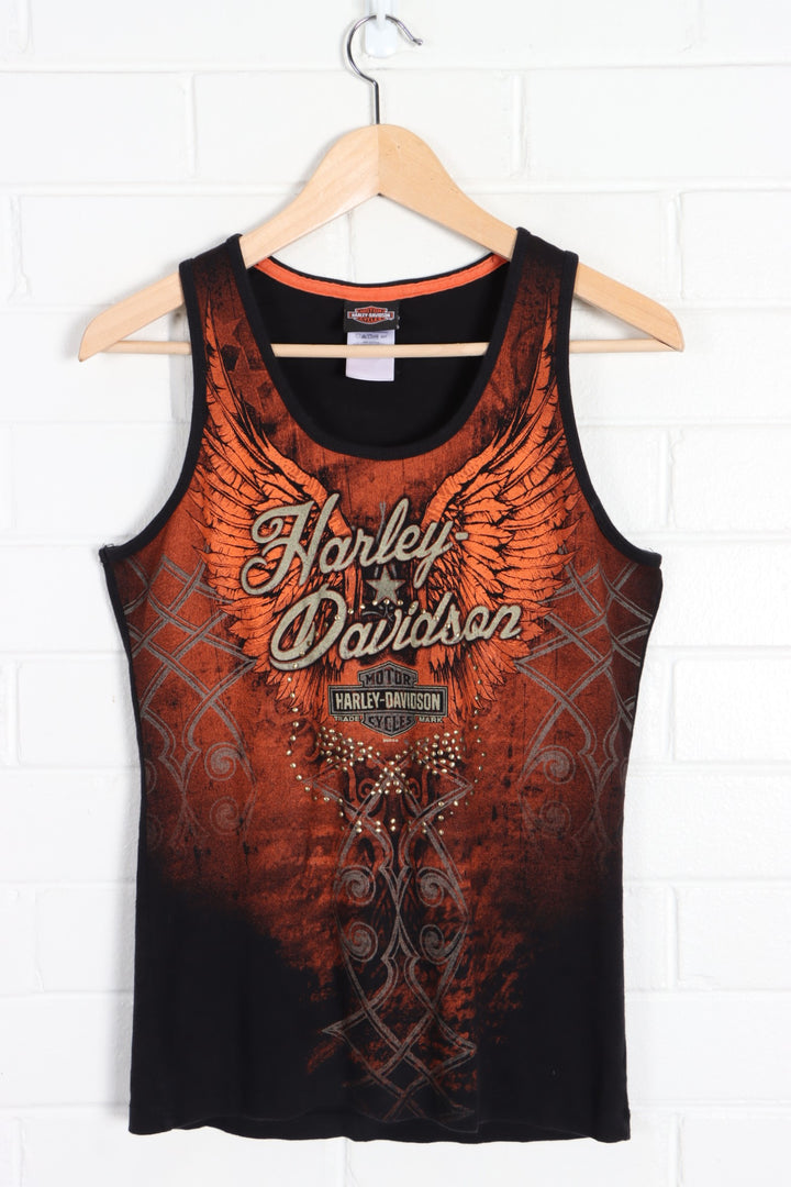 HARLEY DAVIDSON Duke City Embellished Skull Front Back Tank Top (S) - Vintage Sole Melbourne