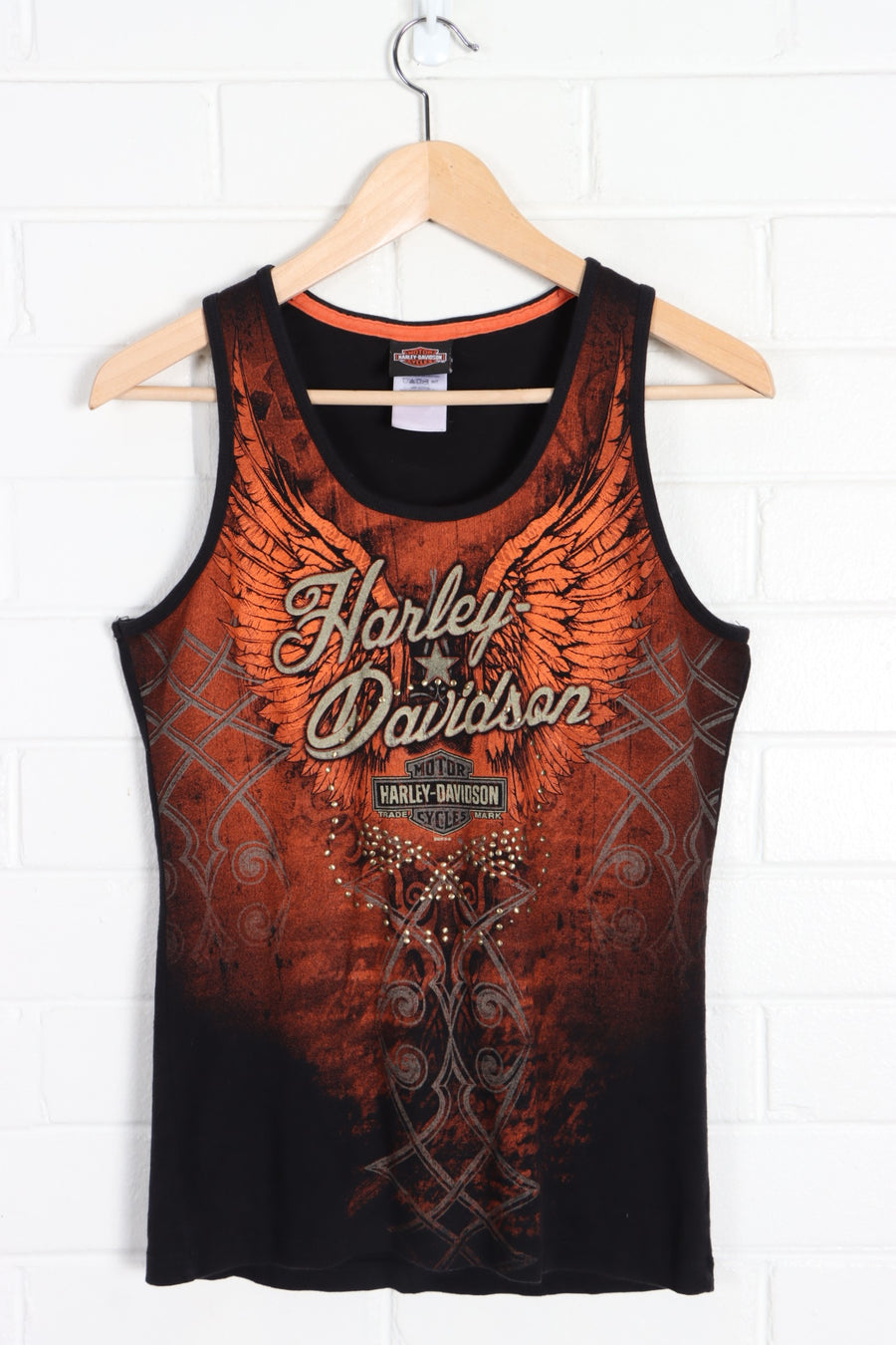 HARLEY DAVIDSON Duke City Embellished Skull Front Back Tank Top (S) - Vintage Sole Melbourne