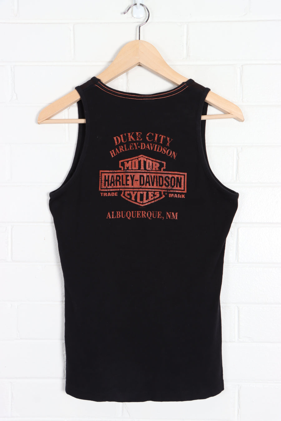 HARLEY DAVIDSON Duke City Embellished Skull Front Back Tank Top (S)