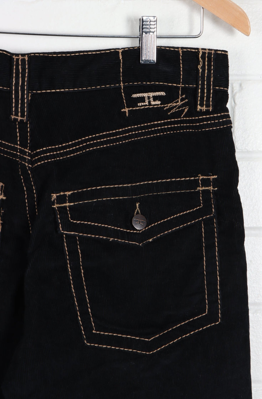 JORDAN CRAIG Black Cord Pants with Gold Stitching (32 x 32) - Vintage Sole Melbourne