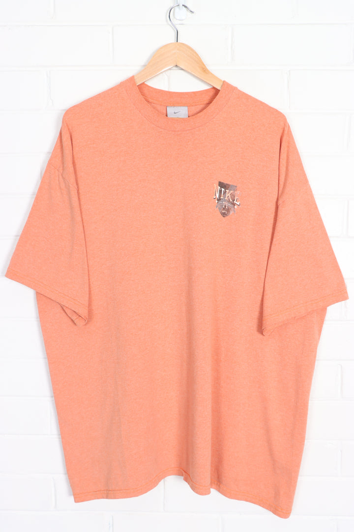 NIKE Athletic Shield Logo Orange T-Shirt (XXL)